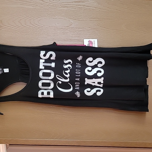 Katydid Tops - NWT black long tank 28in long says BOOTS CLASS AND ALOT OF SASS...XL